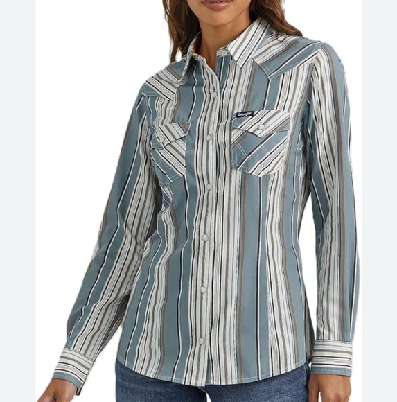 Retro Wrangler striped snap buttonfront long sleeve size XL - Picture 4 of 11